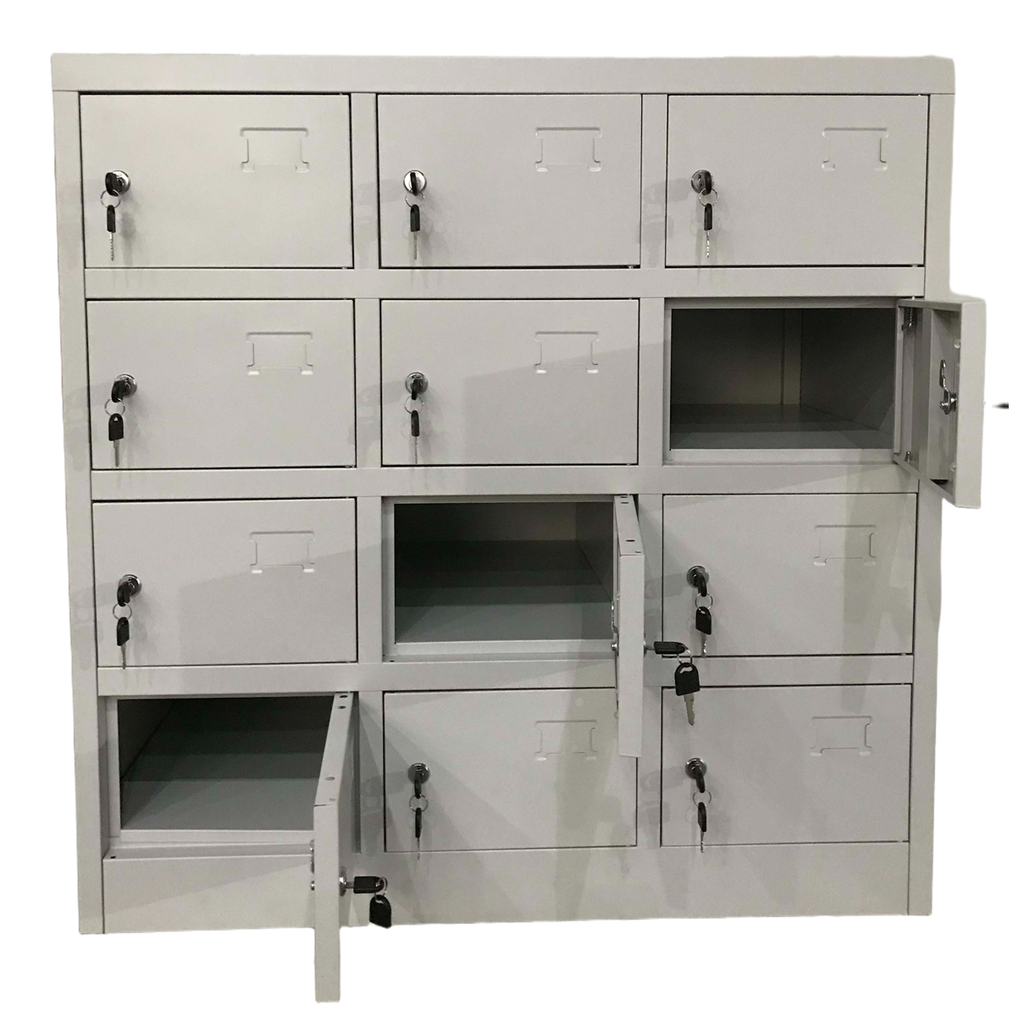 Vestiar metalic, 12 compartimente 3x4, 900x500x900mm, gri, B4U