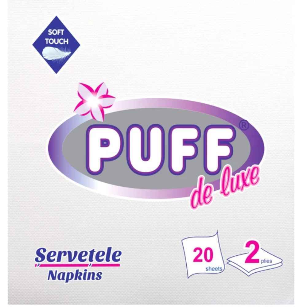 Servetele de masa albe 2 straturi 38x38 cm 20 buc/pachet PUFF DE LUX
