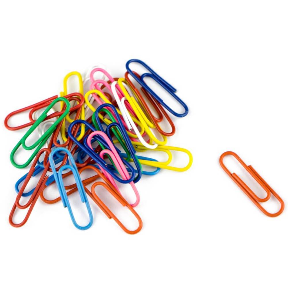 [40701700] Agrafe de birou, metal acoperit cu plastic, colorate, 28 mm, 100 buc/cutie, CN