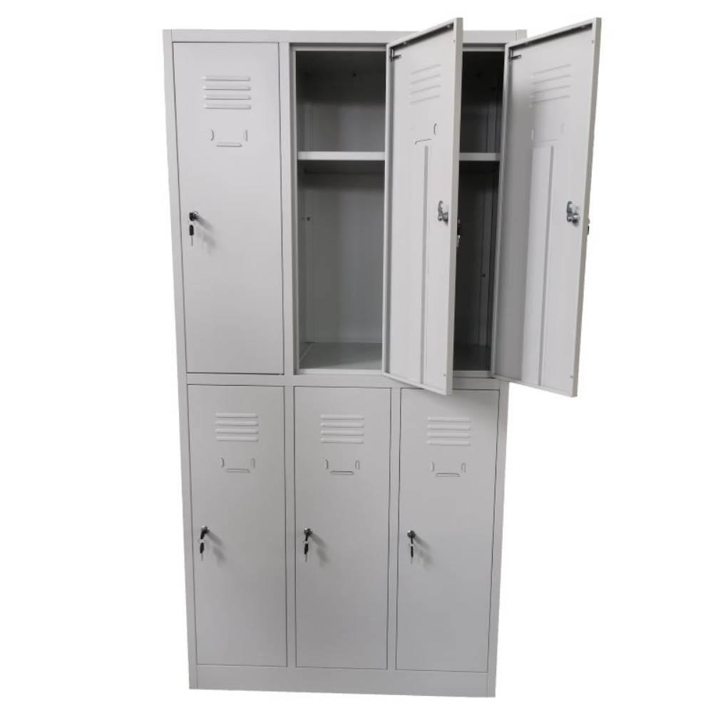 [15462518] Vestiar metalic, 6 compartimente 3x2, 1 polita, 889x450x1800mm, gri, B802 B4U