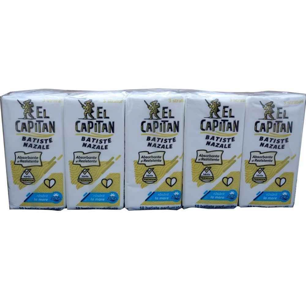 [27806408] Batiste nazale 10x10, 3 str, celuloza, 10 foi/pachet, seaside EL CAPITAN