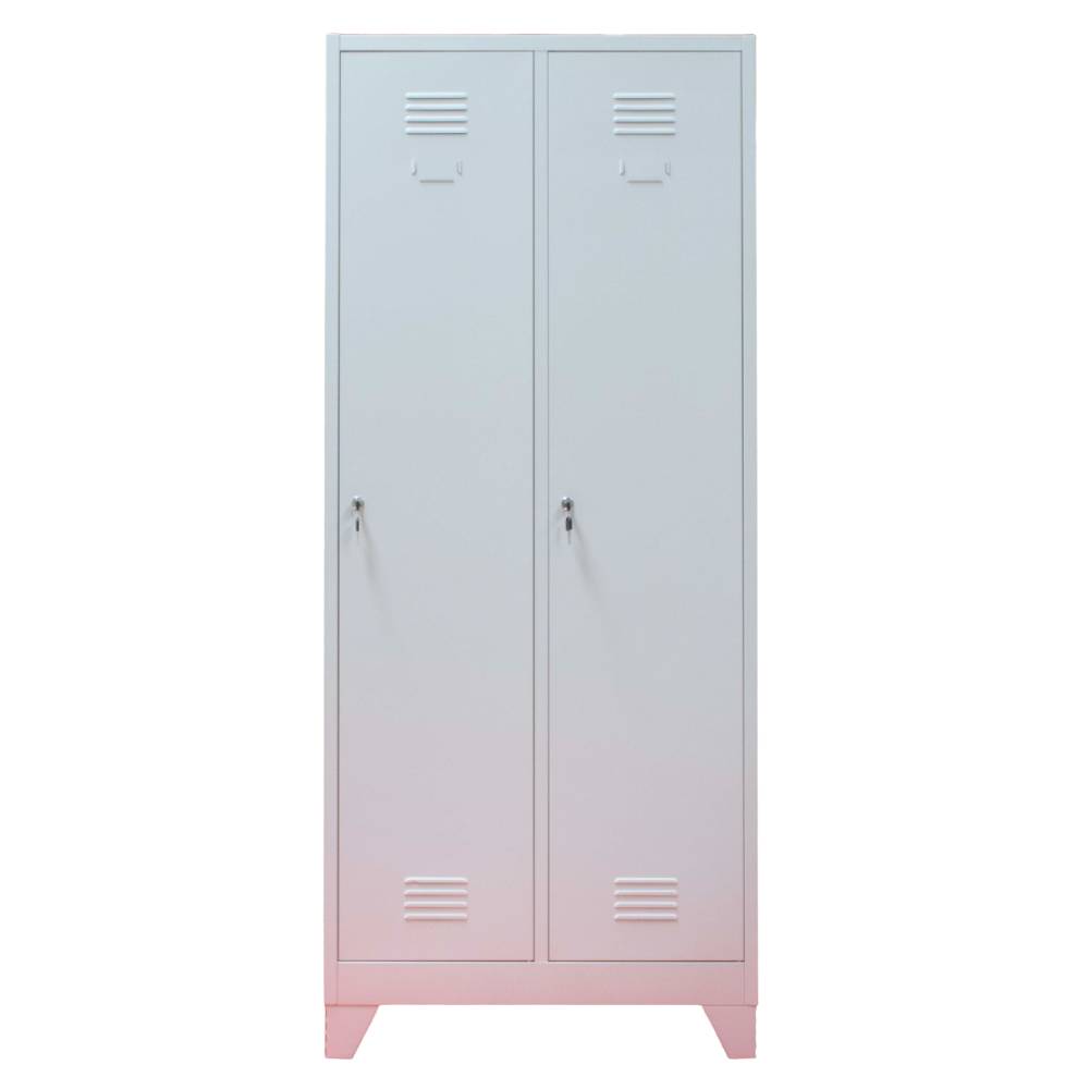 Vestiar metalic, 2 compartimente, cu picioare, bara umerase, 800x450x1800mm, gri, A888 B4U, montat