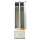 Vestiar metalic, 2+2 compartimente, cu bancuta, bara umerase, 600x800x2156mm, gri, B4U