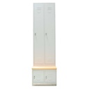 Vestiar metalic, 2+2 compartimente, cu bancuta, bara umerase, 600x800x2156mm, gri, B4U, montat