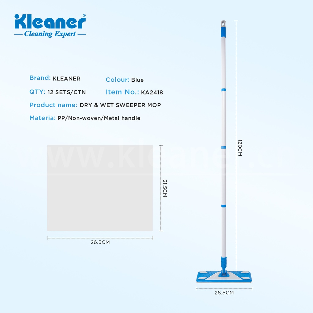 Set mop plat cu 20 servetele uscate Kleaner KA2418