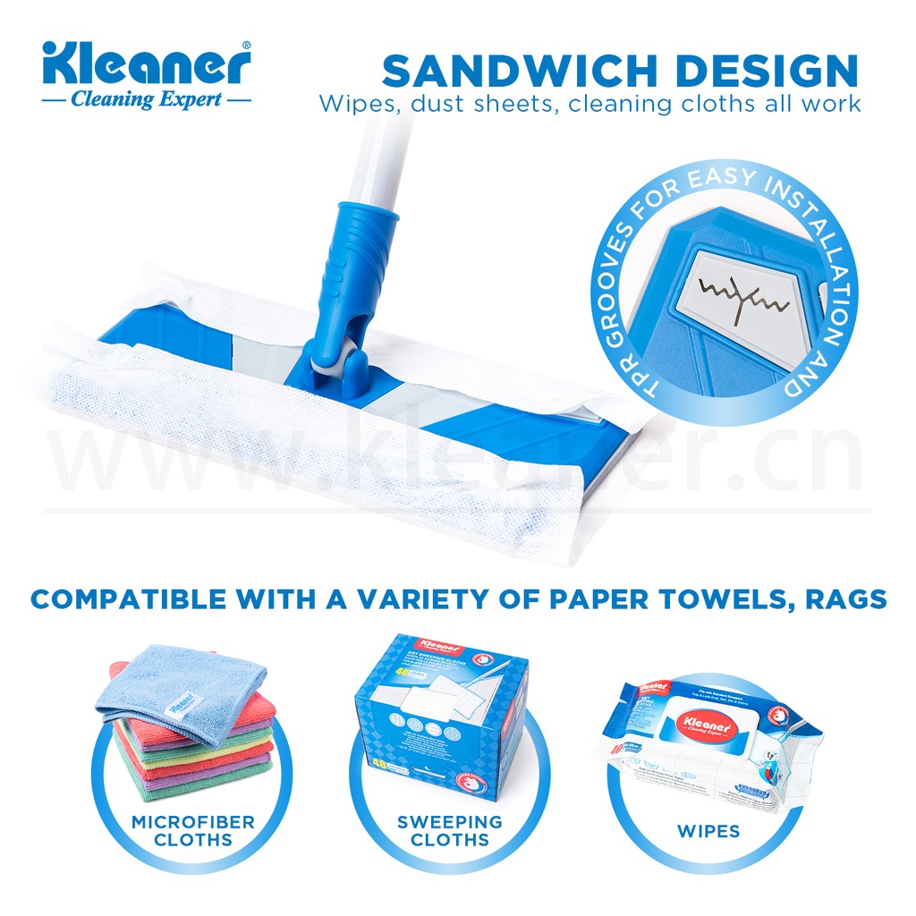 Set mop plat cu 20 servetele uscate Kleaner KA2418