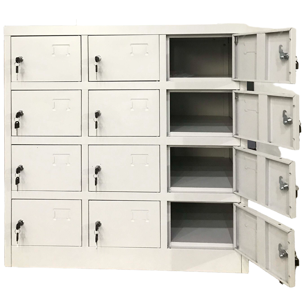 Vestiar metalic, 12 compartimente 3x4, 900x500x900mm, gri, B4U