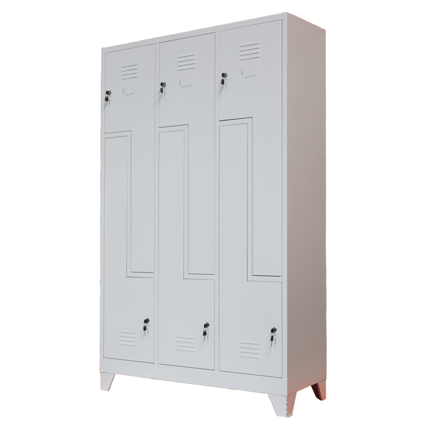 Vestiar metalic, 6 compartimente 3x2 tip Z, bara umerase, 1150x450x1800mm, gri, B4U