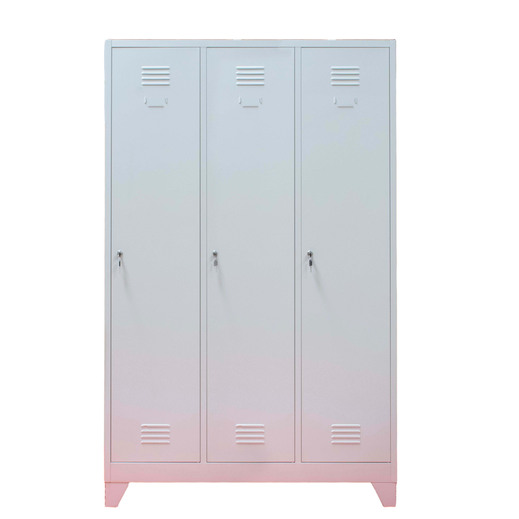 Vestiar metalic, 3 compartimente, bara umerase, 1200x450x1800mm, gri, A827 B4U