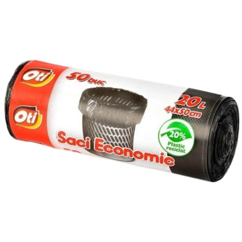 Saci menaj ECONOMIC 20 L, negru, 45x52 cm, 50 buc/rola OTI