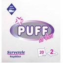 Servetele de masa albe 2 straturi 38x38 cm 20 buc/pachet PUFF DE LUX