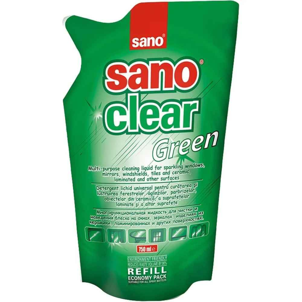 Detergenti geamuri Sano Clear Green Rezerva Economica 750 ml