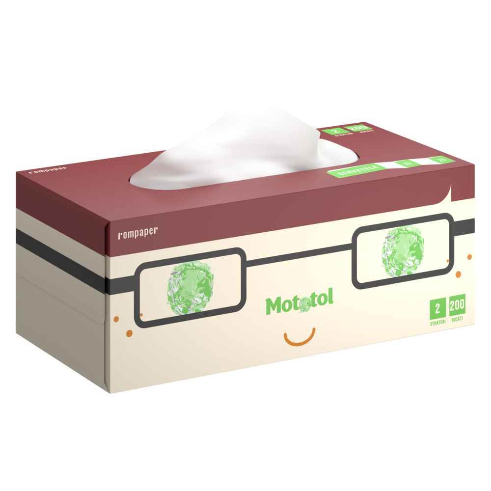 Servetele la cutie 2 str 21x19 cm 200 buc/pach Mototol alb