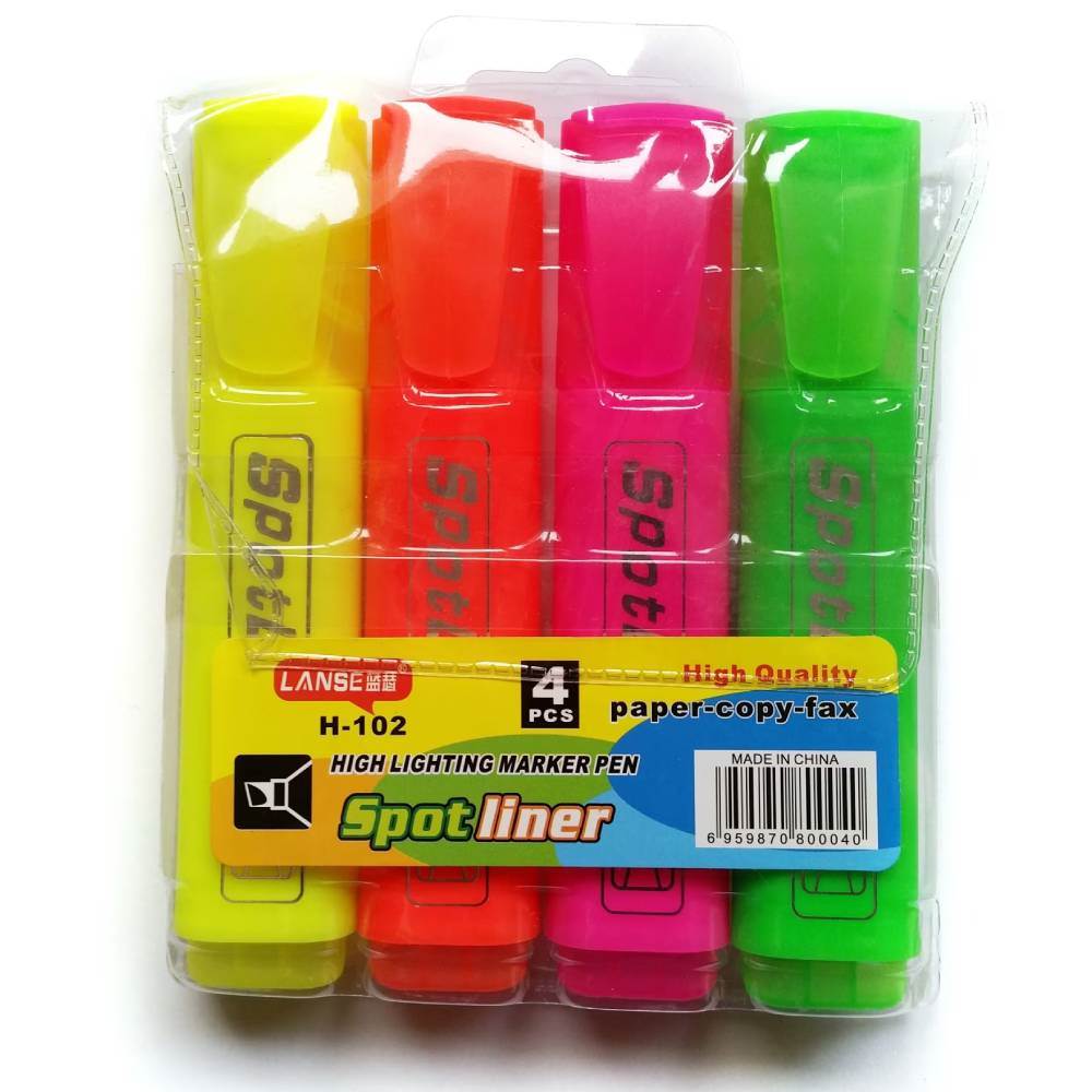 Textmarker 0.5mm, 4buc/set CN SPOT LINER QY804