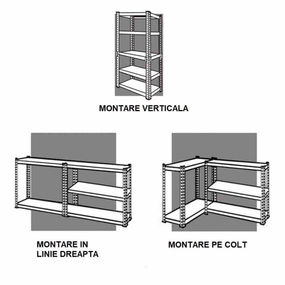 Raft metalic GRI cu 5 polite 270x100x50 cm 180 kg /polita montaj montaj prin clipsare B4U foto 02