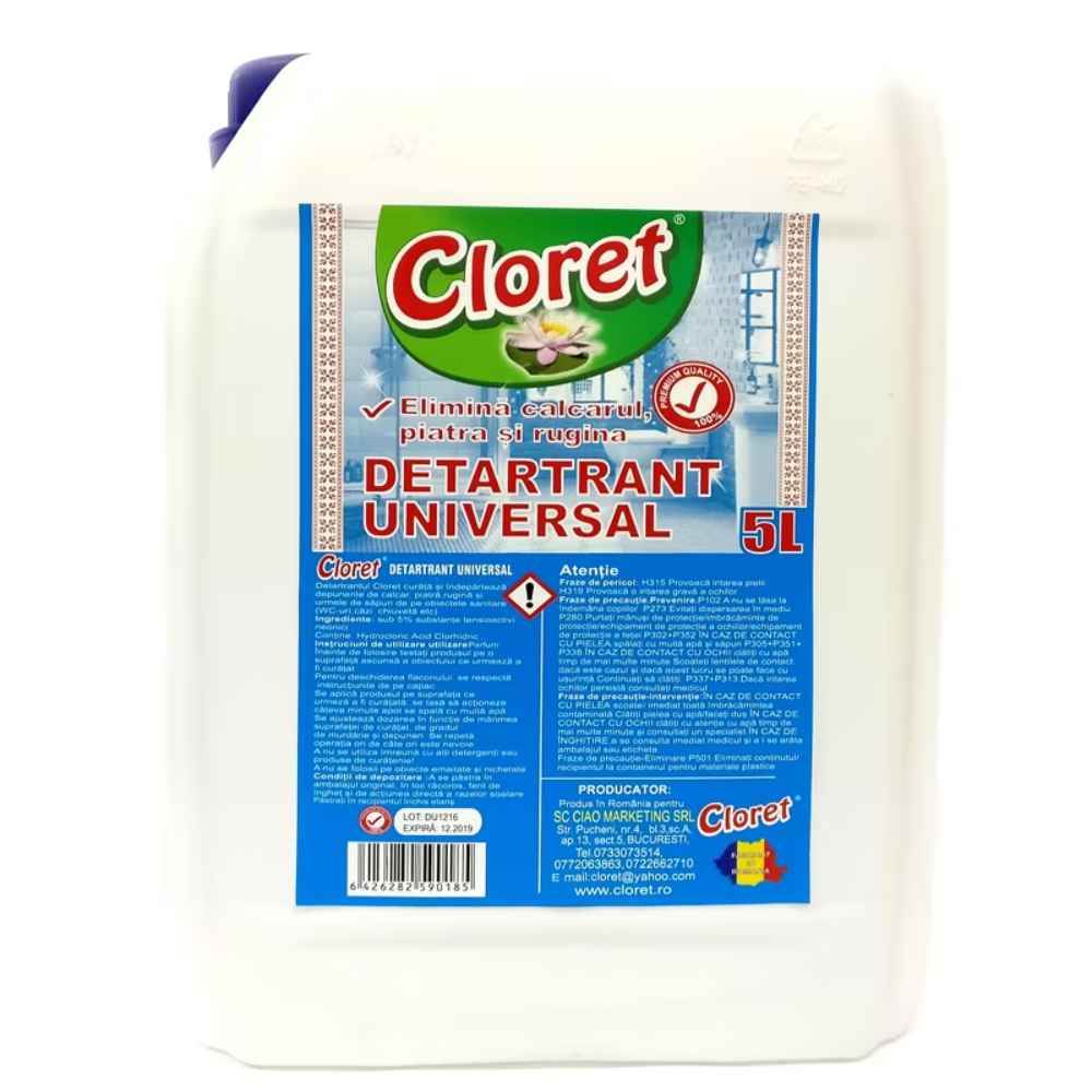 Detergent detartrant pentru grupul sanitar si alte obiecte sanitare, 5 l, CLORET