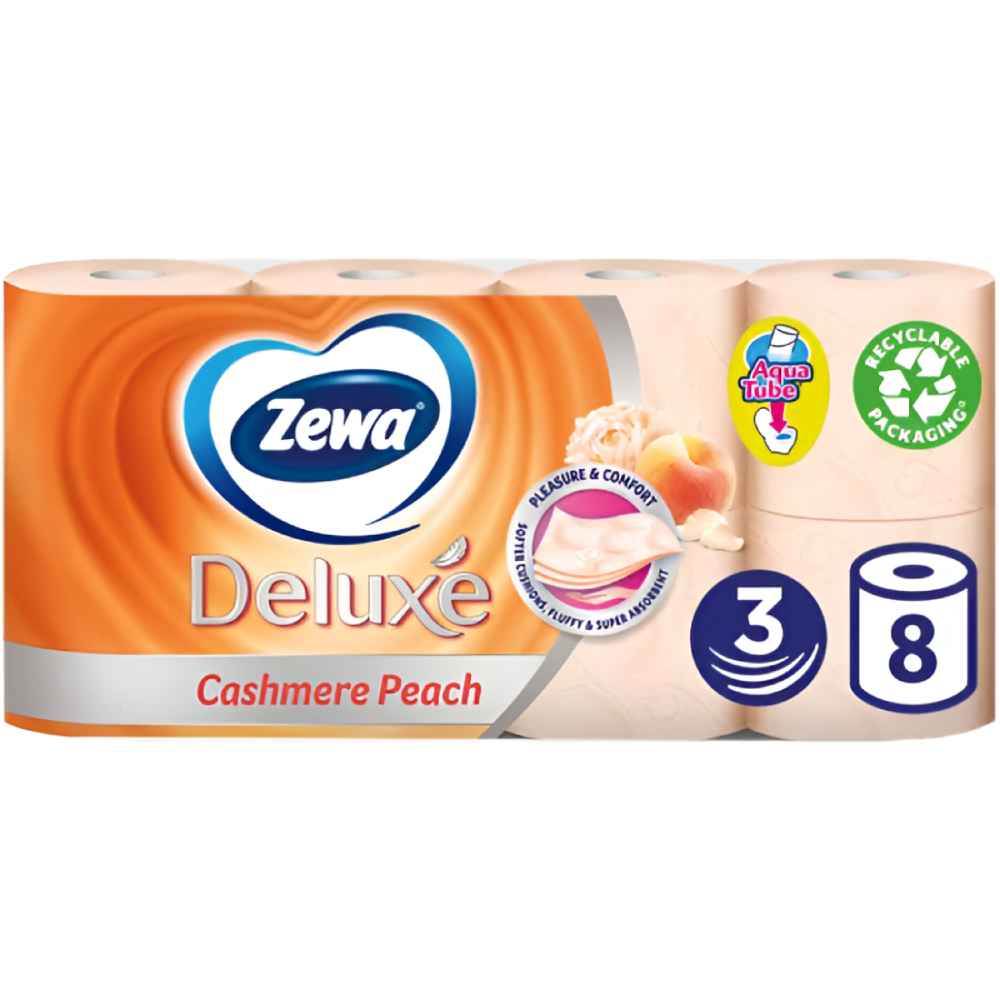 Hartie igienica 3 straturi cu tub 8 role /set Peach ZEWA