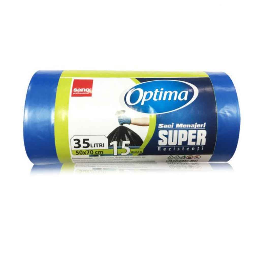 Saci menajeri, 35 l, 15 buc, albastru, SANO OPTIMA SUPER