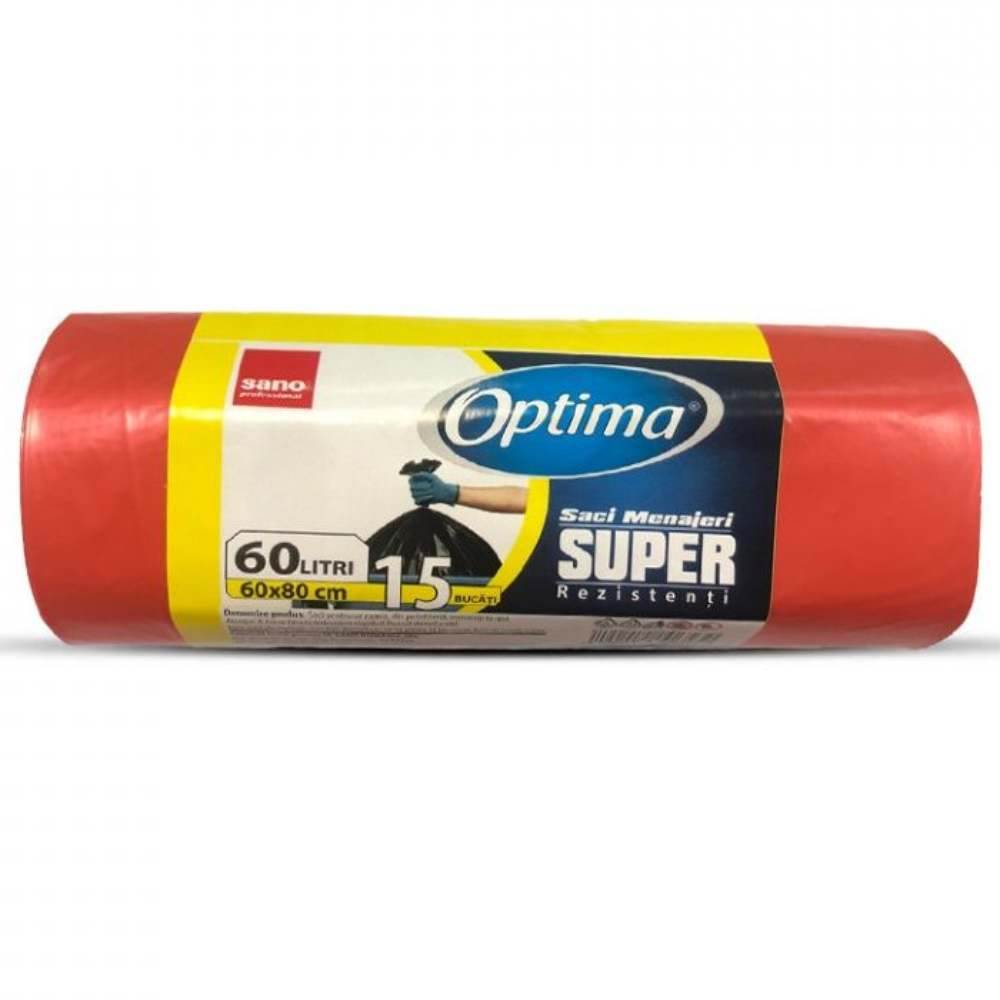 Saci menajeri, 60 l, 15 buc, rosu, SANO OPTIMA SUPER
