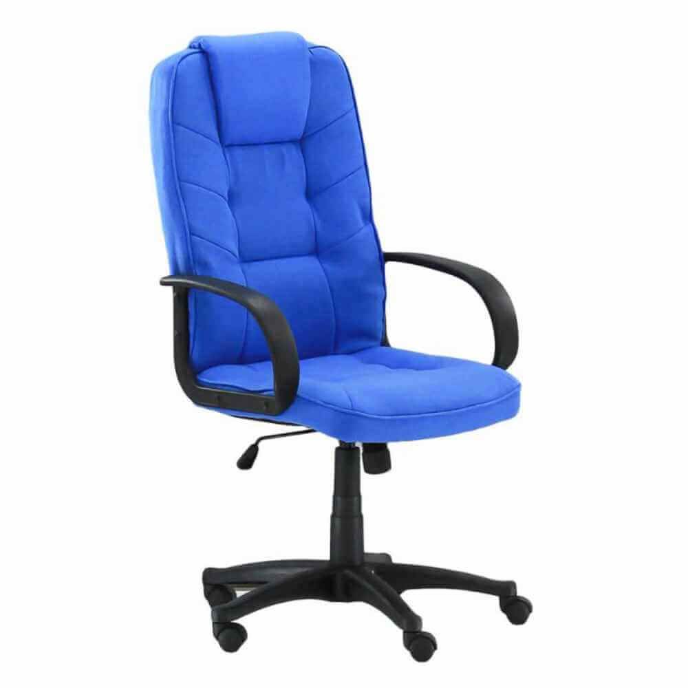 Scaun birou directorial stofa baza cromata ALBASTRU B4U 712