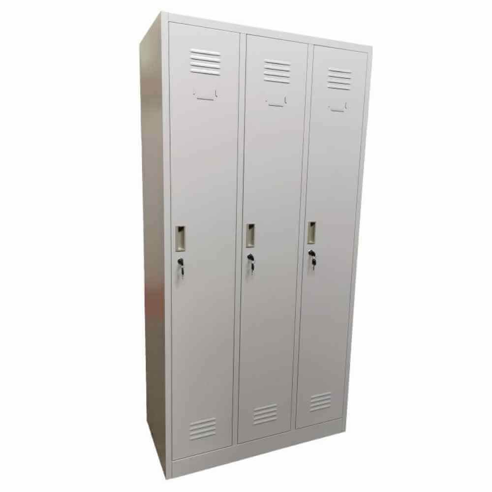 Vestiar metalic, 3 compartimente, bara umerase, 900x450x1800mm, gri, B801/8 B4U