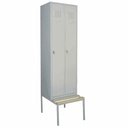 Vestiar metalic, 2 compartimente, cu bancuta, bara umerase, 600x700x2200mm, gri, B4U