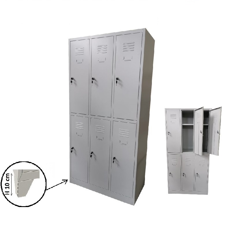 Vestiar cusetat 3x2 cu 6 compartimente - 889x450x1800mm B802 CU PICIOARE FIXE