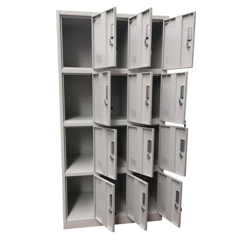 Vestiar metalic, 12 compartimente 3x4, 900x500x1800mm, gri, B4U