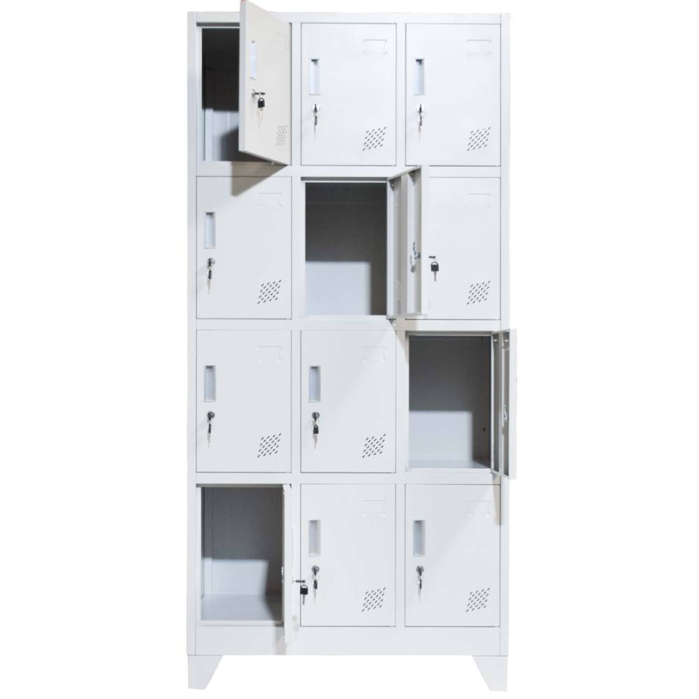 Vestiar cusetat 3x4 cu 12 compartimente - 900x500x1800mm B808 CU PICIOARE FIXE