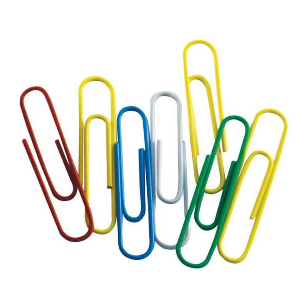 Agrafe de birou, metal acoperit cu plastic, colorate, 50 mm, 100 buc/cutie, CN