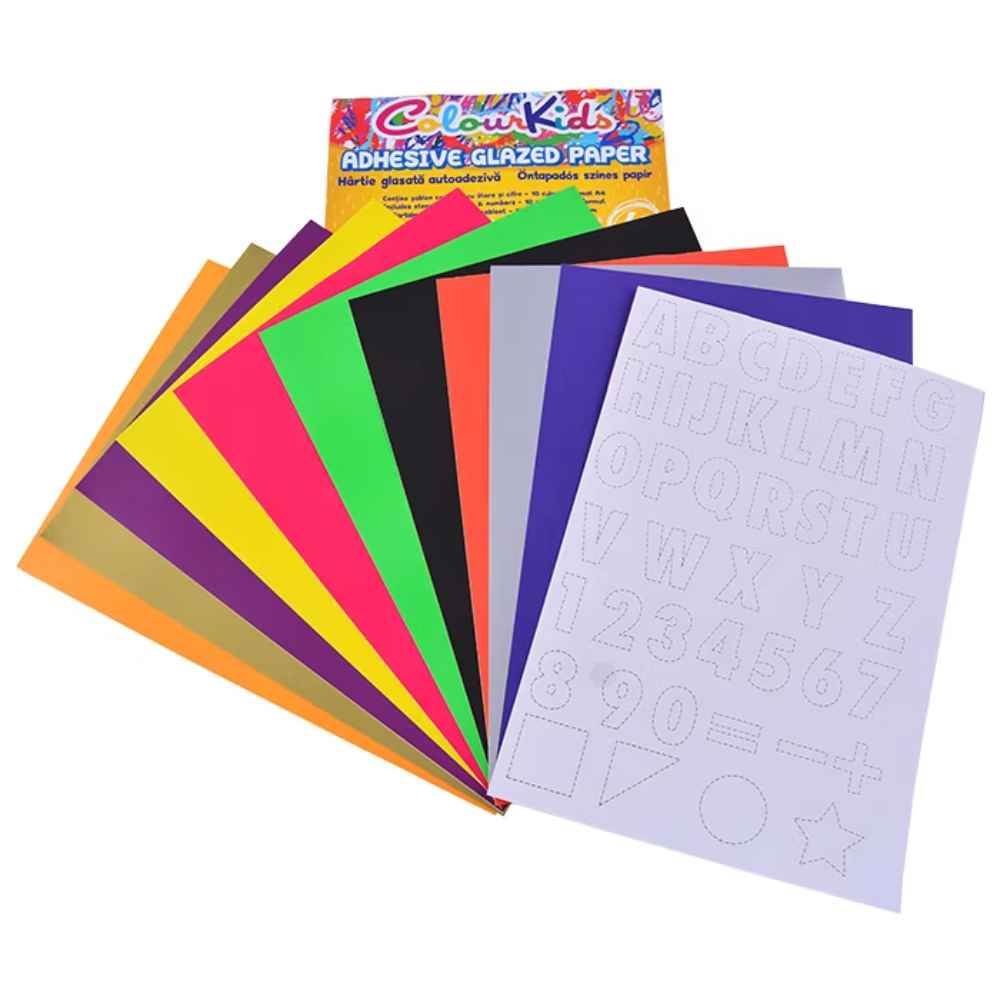 Hartie glasata A4 autoadeziva, 10culori/set CN