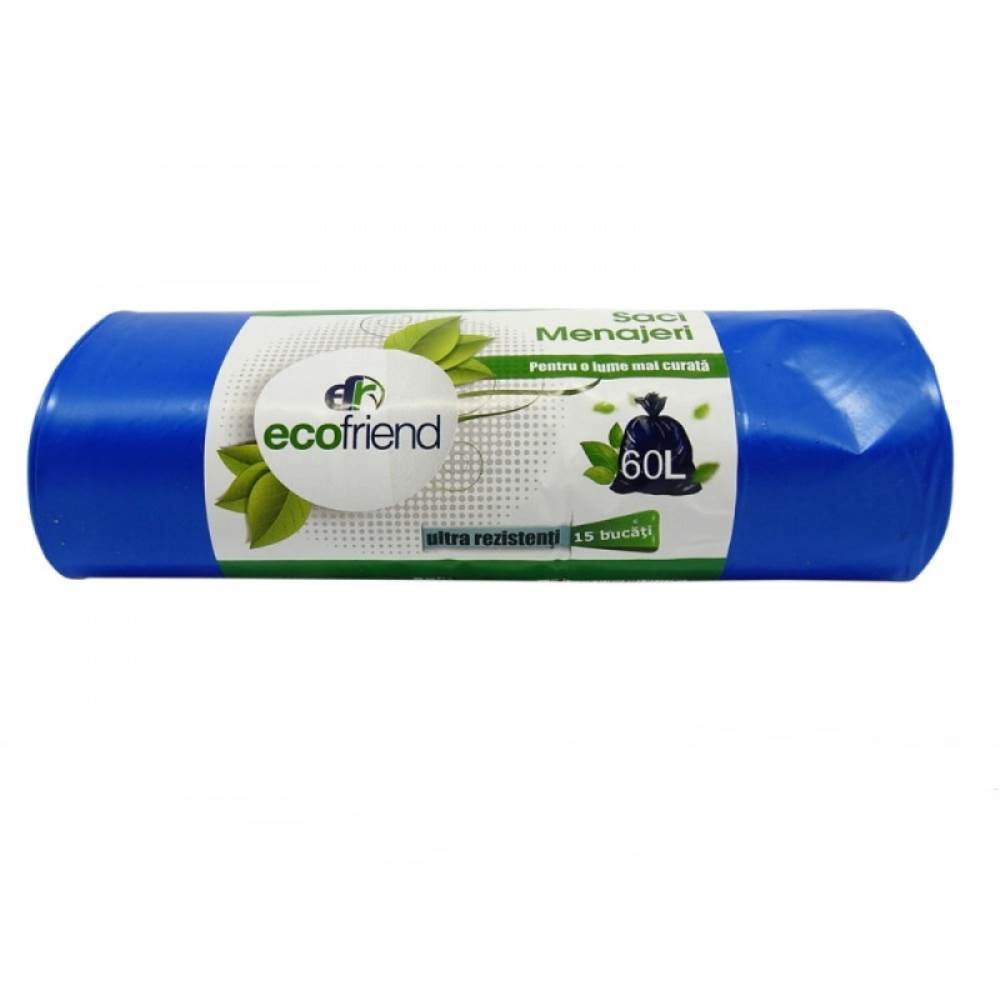Saci menajeri, 60 l, 15 buc, albastru, ECOFRIEND