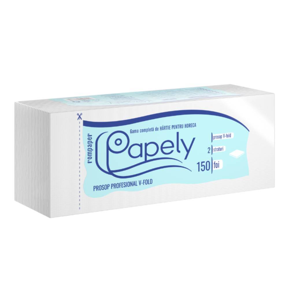 Prosop de hartie, pliat, alb, 2 straturi, 150 foi, 21x25 cm, PAPELY