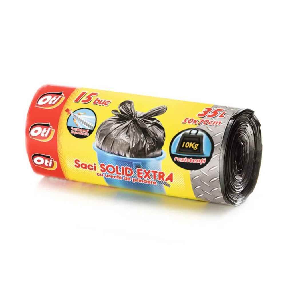 Saci menajeri, 35 l, 15 buc, negru, OTI SOLID EXTRA