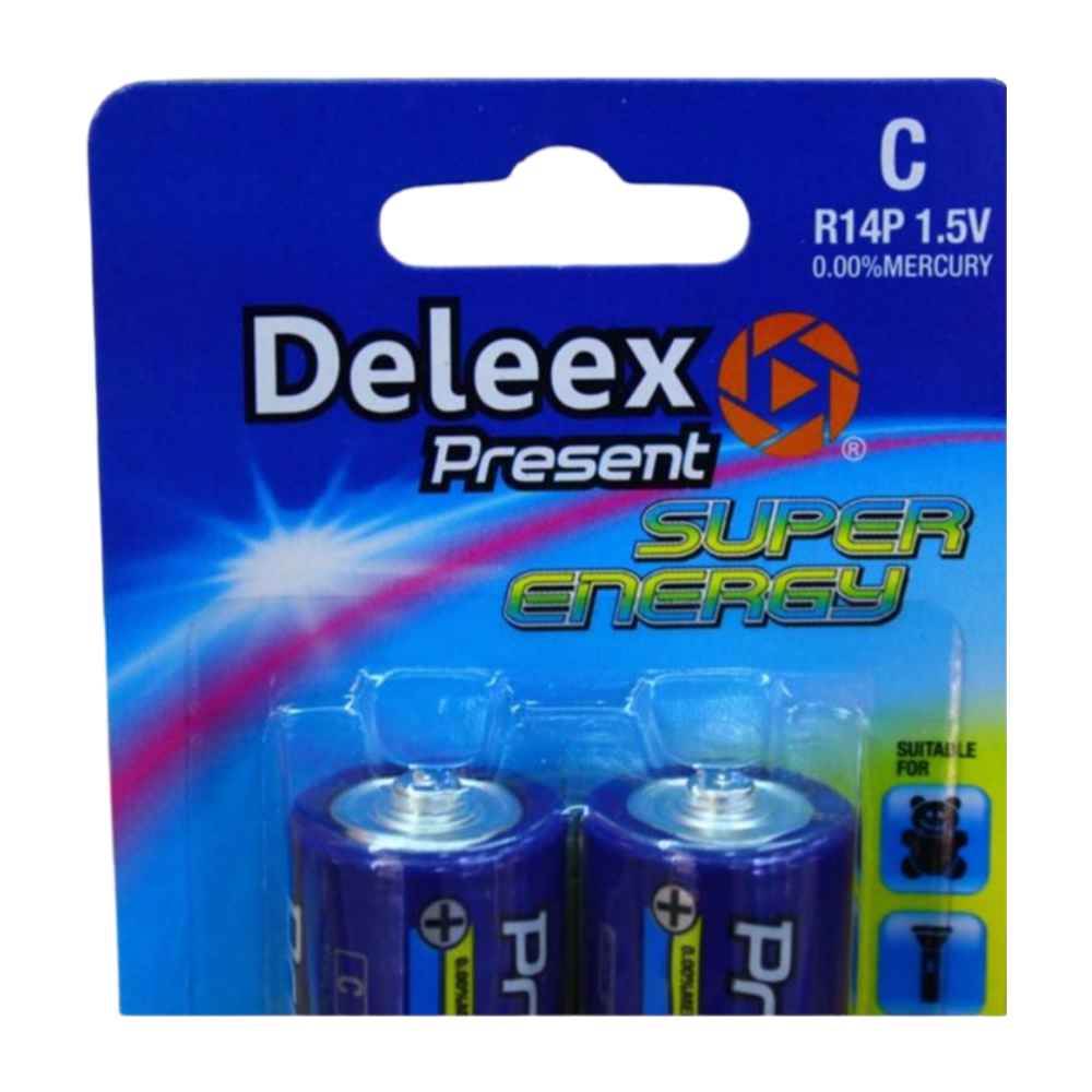 Baterie R14P C 1.5V fara mercur Deleex Present Super Energy 2 buc/blister