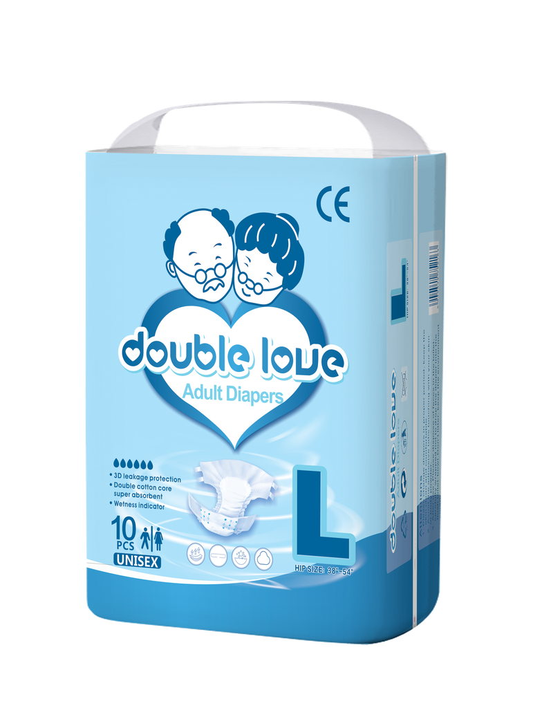 Scutece pentru adulti cu prindere laterala marimea L 10 buc/pachet  DOUBLE LOVE