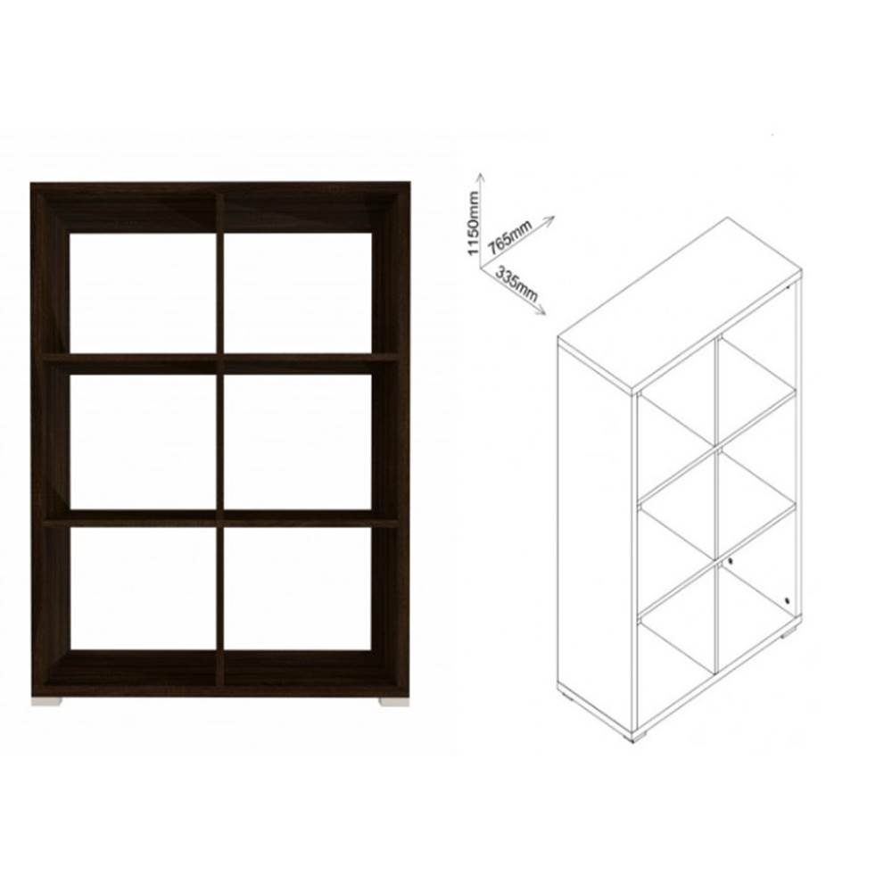 [16464802] Etajera birou din PAL 6 rafturi sonoma dark 76.5x33.5x115 cm