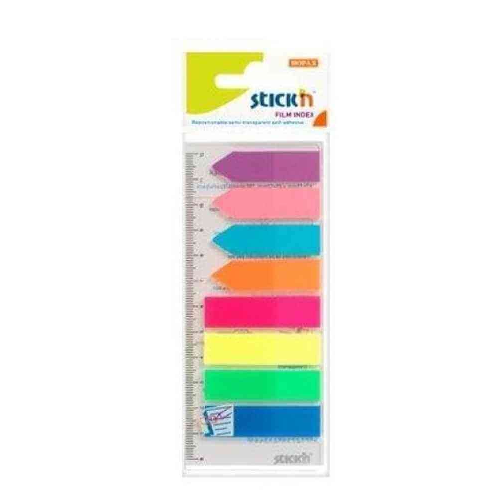 [11122000] Index 45x12mm plastic, HOPAX + rigla, 8 culori/set, neon