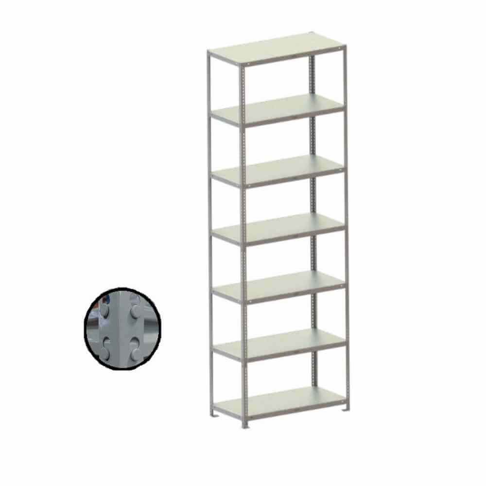 [15400727] Raft metalic GRI cu 7 polite 250x100x30 cm 180 kg /polita montaj montaj prin clipsare B4U