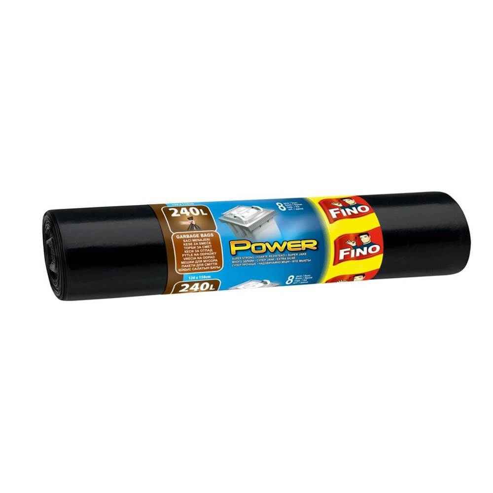 [71080100] Saci de gunoi menajer, 240 l, 8 buc, negru, FINO