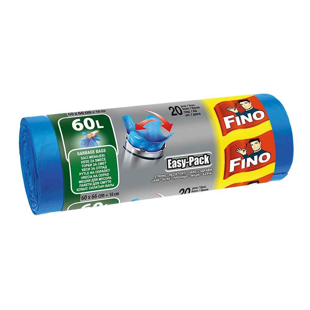 [72327245] Saci de gunoi menajer, 60 l, 20 buc, albastru, FINO