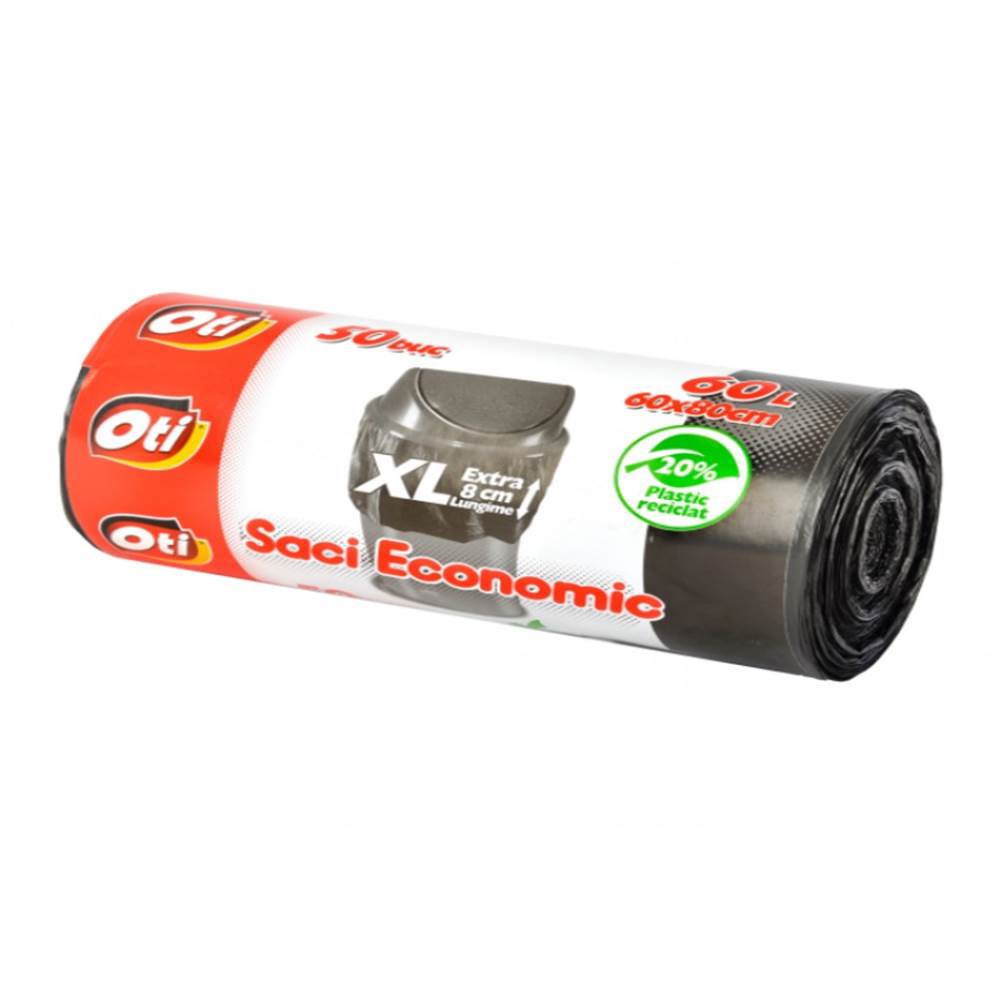 [71033599] Saci de gunoi menajer, 60 l, 50 buc, negru, OTI