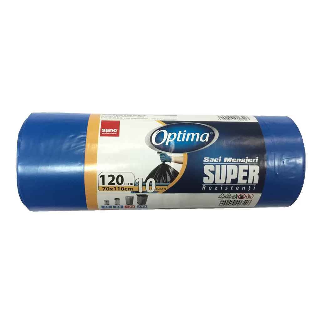 [71066298] Saci de gunoi menajer, 120 l, 10 buc, albastru, SANO OPTIMA SUPER