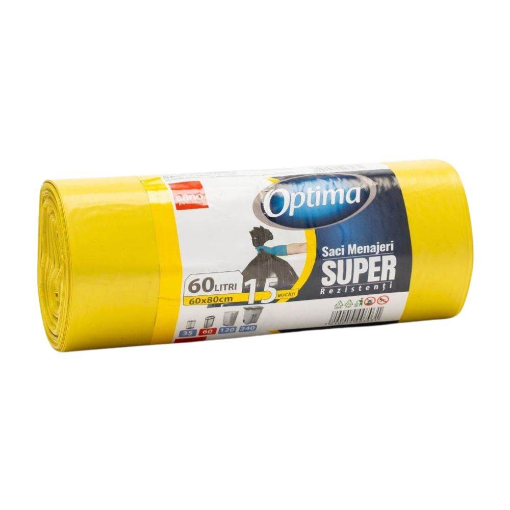 [71022199] Saci menajeri, 60 l, 15 buc, galben, SANO OPTIMA SUPER