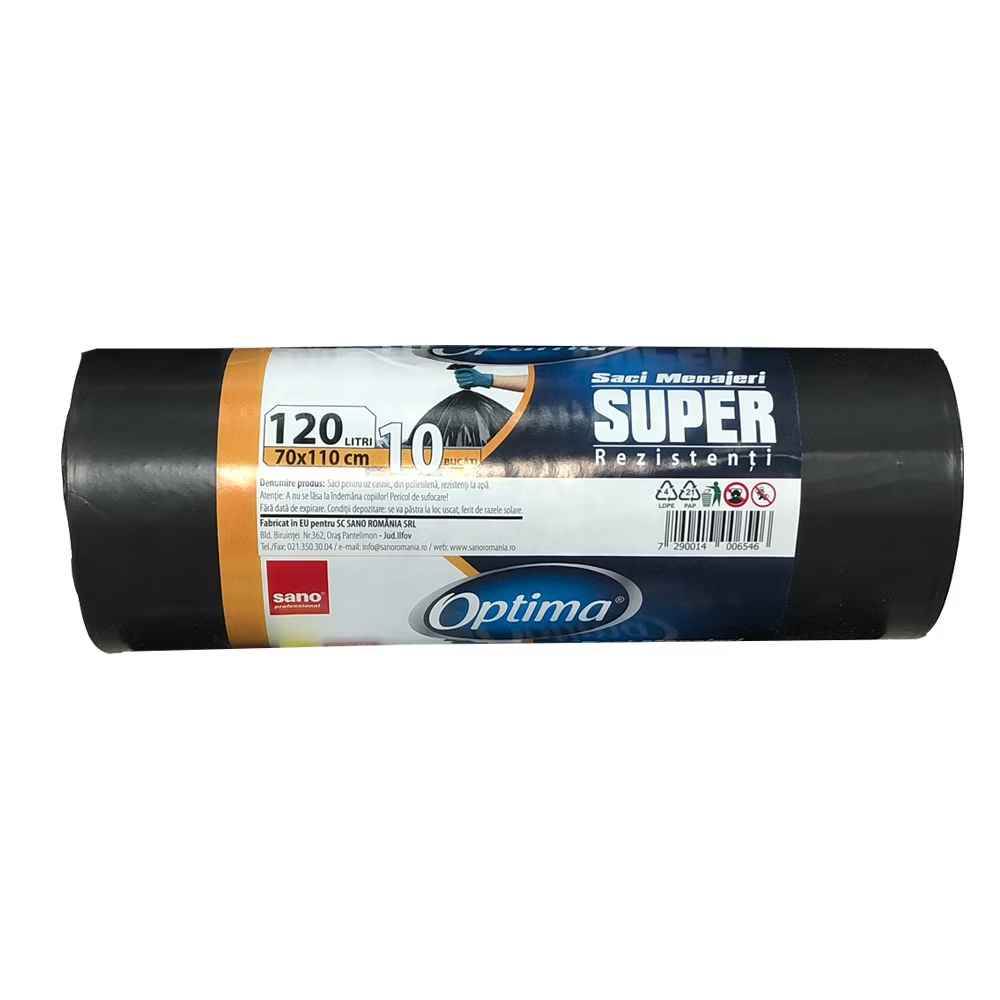 [71059812] Saci menajeri, 120 l, 10 buc, negru, SANO OPTIMA SUPER