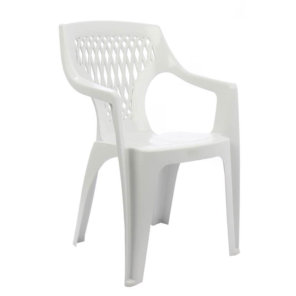 [14467809] Scaun pentru gradina din plastic cu spatar si manere ALB
