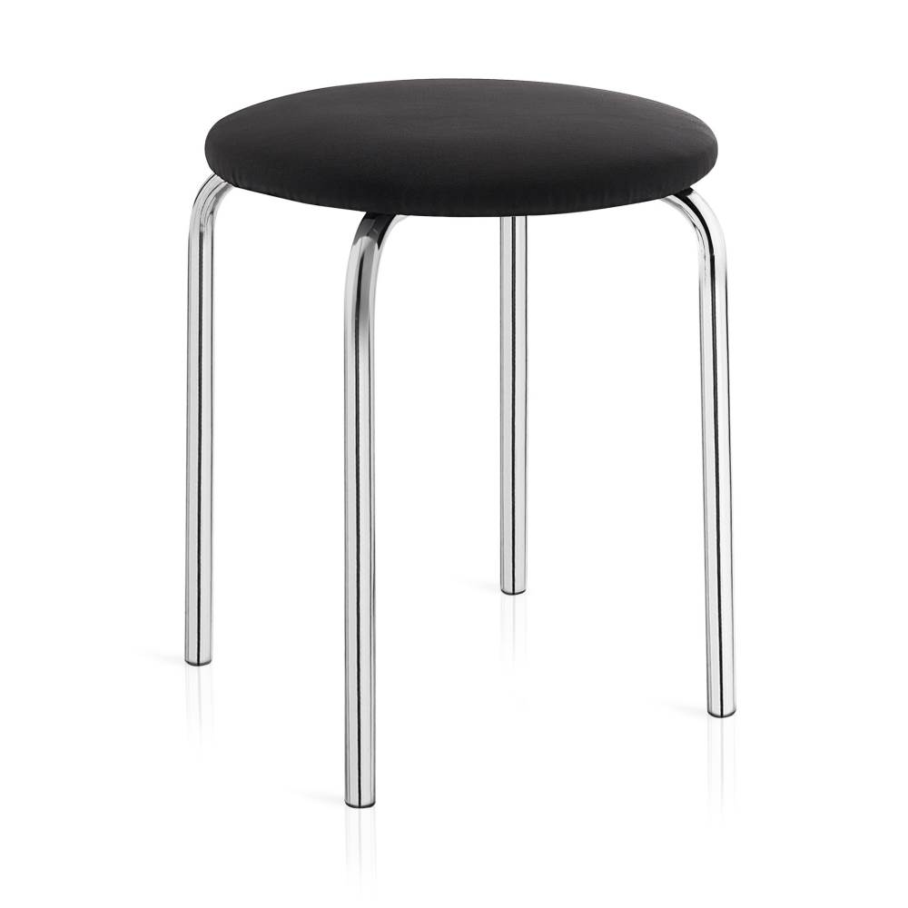 [14419472] Taburet Ulise fix rotund imitatie piele negru 40x40x45cm DE8019472