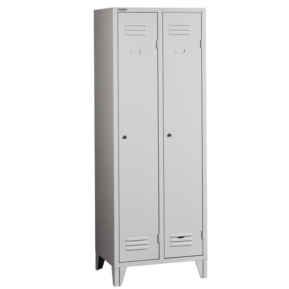 [15422403] Vestiar metalic, 2 compartimente, cu picioare si bara umerase, 600x450x1800mm, gri, A891/8 B4U
