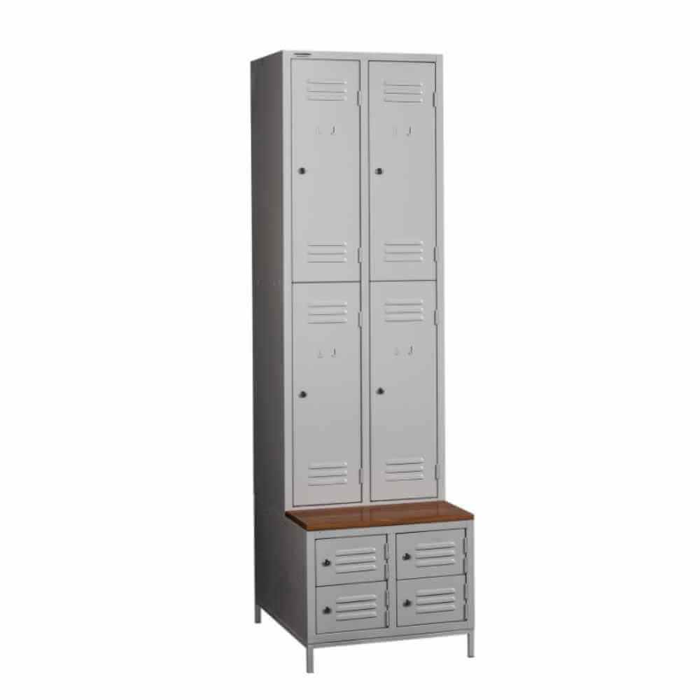 [15422170] Vestiar metalic, 4+4 compartimente, bara umerase, bancuta, 600x800x2170mm, gri, B4U