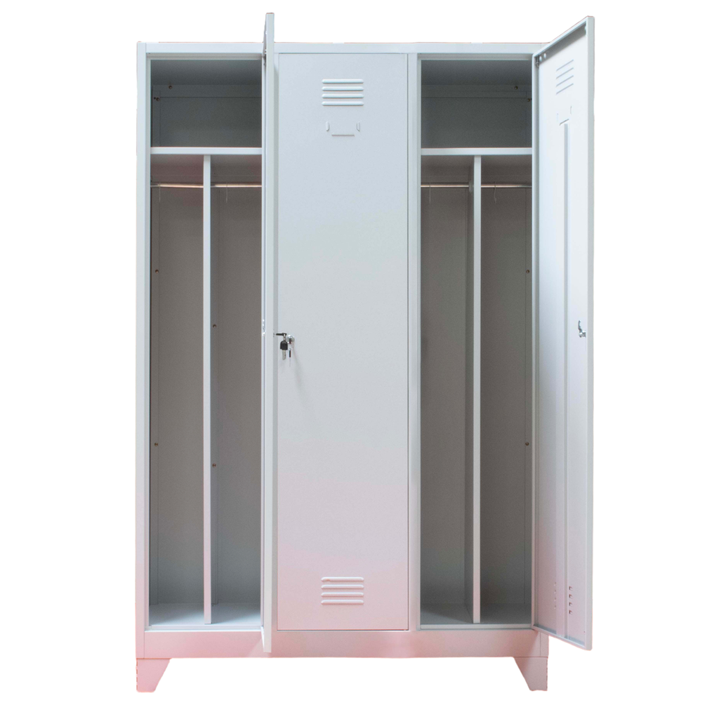 [15454871] Vestiar metalic, 3 compartimente, bara umerase, 1200x450x1800mm, gri, A827 B4U